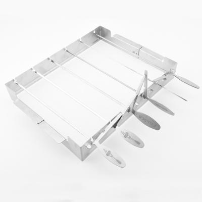 China 2021 Hot Selling Easily Cleaned Amazon Kebab Rack Stainless Steel BBQ Grill Kebab Rack 6pcs BBQ Spits Kebab Rack for sale