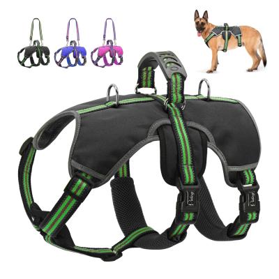 China Medium Large Dogs Nylon Reflective Dog Harness Vest Leash No Pull Dog Harnesses For Medium Large Dogs Outdoor Riser Harnesses With Handle for sale