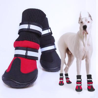 China PU Winter Waterproof Anti-skid Shoe For Husky Shoes Dog Paw Protectors Warm Dog Boots for sale