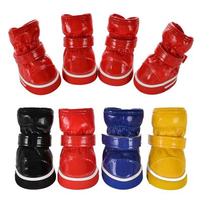 China PU Autumn Winter Pet Dog Shoes For Small Dogs Puppy Warm Leather Snow Boots Chihuahua Waterproof Cat Shoes Booties Pet Products Pug for sale