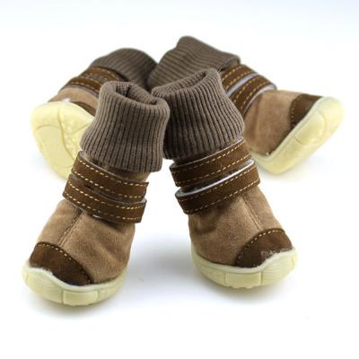 China 100% Thick Cotton Fur Pet Shoes Small Dogs Winter Warm Snow Boots For Teddy Poodle Coffee /Pink/Purple for sale