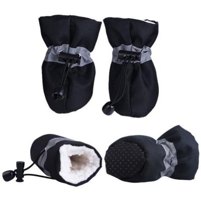 China Dog Shoes Non-slip Pet Rain Shoes 4pcs/set Winter Outdoor/Indoor Warm Soft Cashmere For Dog Pet Windproof Soft Shoes Anti-Skid Waterproof Footwear for sale