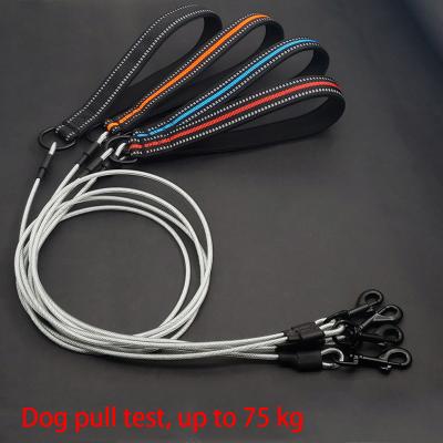 China 120cm Walking Lead Steel Wire Anti-bite Dog Traction Durable Anti-pull Rope For Large Dogs Outdoor Leash Pet Accessories for sale