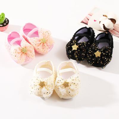 China Princess Flat Baby Bow Newborn Birthday Party Shoes With Headbands Baby Shoes Infant Toddler First Walkers for sale