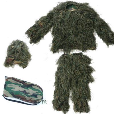 China Hunting Sneaky Forest Woodland Hybrid Fall Kids Ghillie Suit Woodland Camouflage Leaves Pubg Ghillie Suit for sale