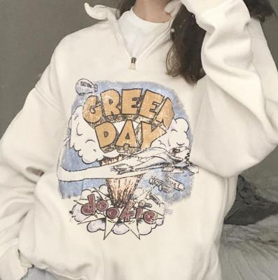 China DL0266 Winter Breathable Women's New Fashion Long Sleeve Lapel Letters Printed Loose Thin Fashionable Hundred With Sweatshirt for sale