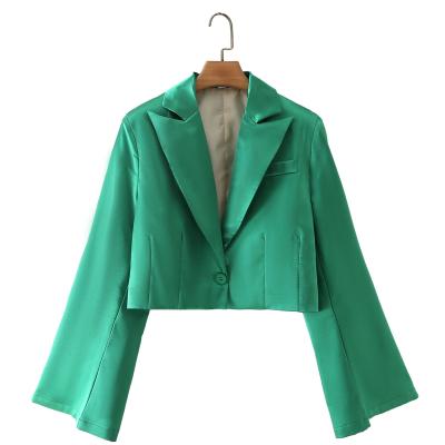 China G1241S 2021 Breathable Women New Designs Fashion Green Long Sleeve Short Suit Jackets for sale