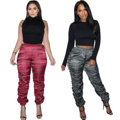 China Breathable Z0218 2021 New Digital Printing Plaid Pile Pants Casual Sweatpants Woman for sale