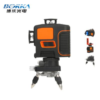 China Borka Cross Line Laser 12 Lines Level 360 Degree Green Beam 3D Laser Level With Full Automatic Wall Mount 345mm/130mm/265mm for sale