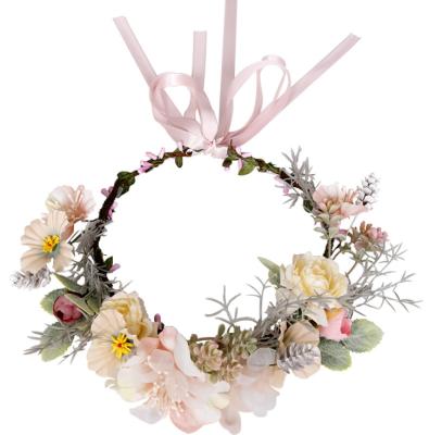 China European and American bridesmaid fashion flower hair band hair bow ribbon rose tiara garland wedding princess bride home decoration accessories for sale