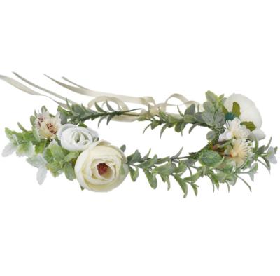 China Sweet Elegant Festival Party Wedding Bridal Flower Crown Boho Tiara Wedding Hair Crown Headband for sale