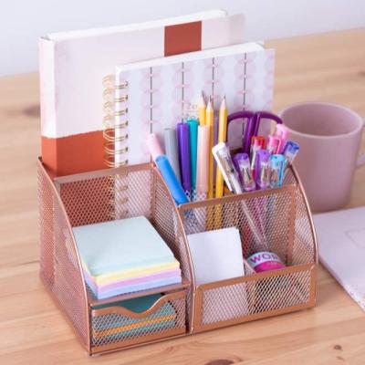 China Decorative desk accessory for women. Multifunctional Mesh Desktop, Folder Organizer and Pen Holder for sale