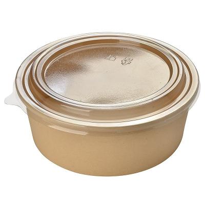 China Customized Disposable Kraft Paper Food Container Disposable Salad Bowl With Lid for sale