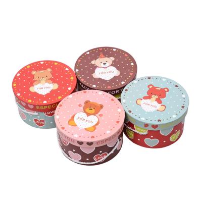 China Custom Cheap Handmade Logo Circle Craft Paper Small Pink Packaging Candy Candy Gift Box for sale