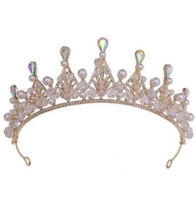 China Best Price Newest Hand Alloy Rhinestone Flower Tiara Custom Made Bride for sale