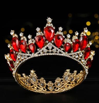 China Alloy New design fashion wholesale crystal pageant crown full round metal large crowns for sale