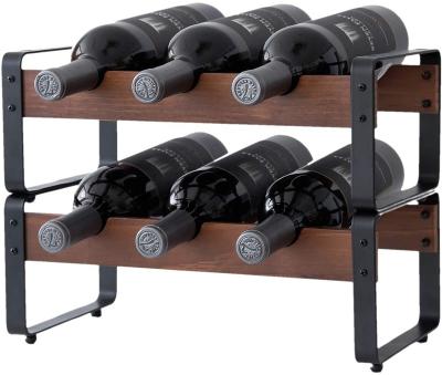 China Other 2 Tier Stackable Wine Rack , Small Standing Bottle Storage Racks , Freestanding Floor Wine Rack Table for sale