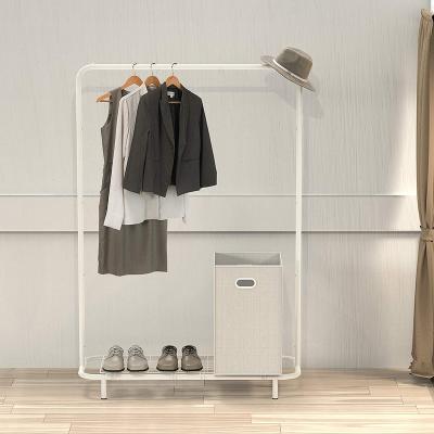 China Eco-friendly Industrial Pipe Clothing Garment Rack With Bottom Shelves for sale