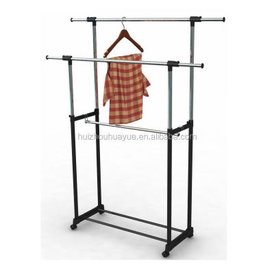 China Double Adjustable Single Household Goods Heavy Duty Rail (Other) Clothing Garment Rack Chrome & Black for sale