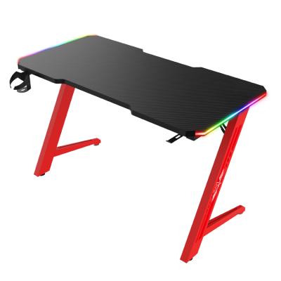 China Expandable Gaming Desk 39 inch computer desk z-shaped black wihs led light simple gaming desks for sale