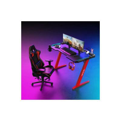 China Other Gamer PC Gaming Desk Support View E-sports Gaming Z Shaped Desk With LED Light for sale