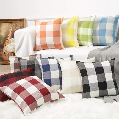 China Decorative Buffalo Check Plaid Tile Covers Farmhouse Decorative Square Pillow Covers 18x18 Inches For Farmhouse Home Decor for sale