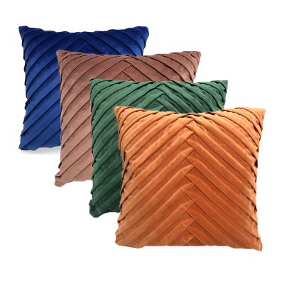 China Decorative Pleated Tile Covers Sofa Couch Cushion Case Square Soft Solid Pillow Cover For Bedroom Car Office for sale