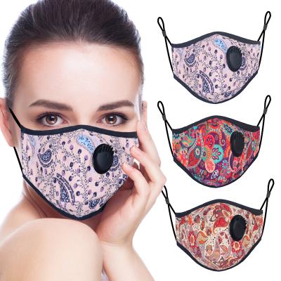 China Paisley Fabric Designs Flower Printing Cotton Maskes Reusable Fashion Facemask Customized Valved Face Covering for sale