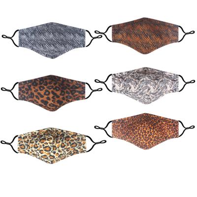 China Cotton Leopard Print Face Mask With 3D Nose Wire Shape Washable And Reusable Adjustable Earloop For Adults for sale