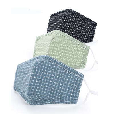 China Wholesale Washable Reusable Cotton 3pcs Pack Cloth Face Mask Plaid Face Cover for sale