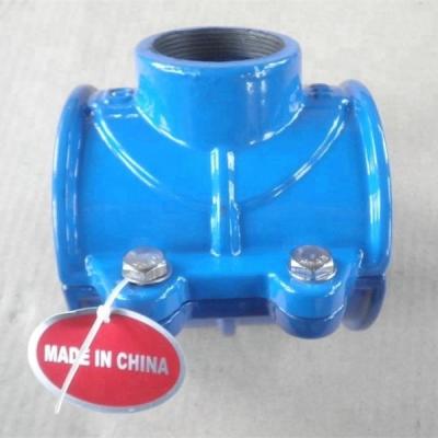 China Malleable Pipe Clamp DI Iron Pipe Saddle Clamp For PVC/PE/Ductile Iron Pipe for sale