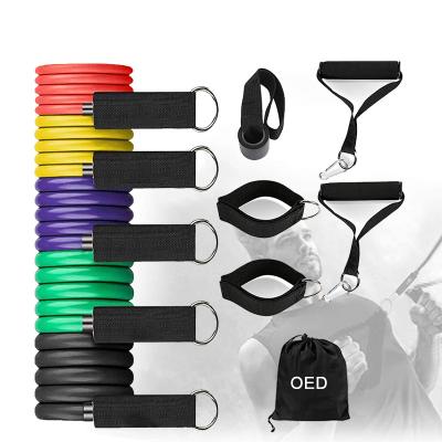 China Free Resistance Band Exercise Tube 11Pcs/Set Elastic Band Durable Gym Sample Has A Low Moq With Handle Elastic Training Latex Resistance Tube Set for sale