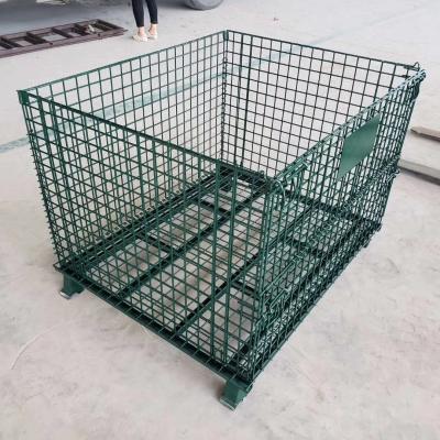 China Galvanized 1200*1000*890mm Foldable Lockable Wire Mesh Transport Metal Storage Wire Mesh Pallet Cage zu verkaufen