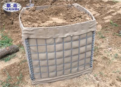 China Geotextile Lined Military HESCO Barrier , High Tensile Welded Gabion Barrier for sale