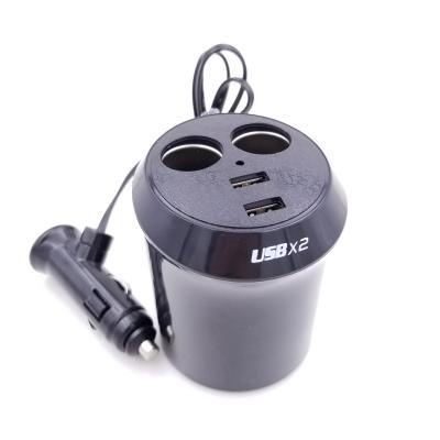 China ABS Cup USB2 Car Cigarette Car Charger Cup Shape 12V/24V 2 USBX2 Sockets Dual USB2 Sockets for sale