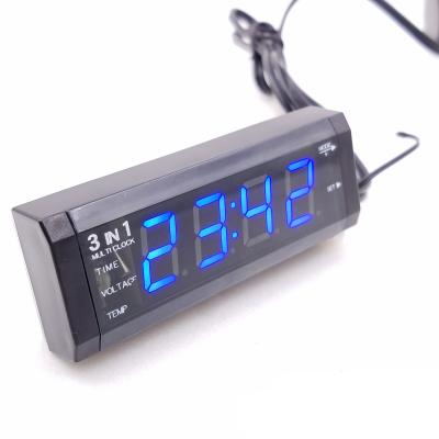 China Car Voltage Meter Temperature Meter Clock In Car 12V 24V Universal LED Digital Red Blue LED Voltmeter WF-518 for sale