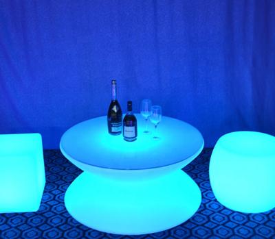 China Modern LED round table bedroom coffee table furniture glowing plastic table for sale