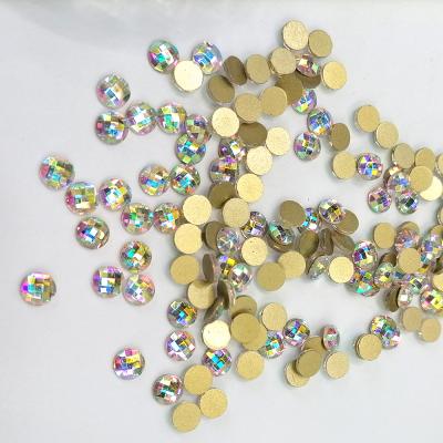 China High quality ab flat back rhinestone rhinestone korea style round shape crystal glass nail art for sale