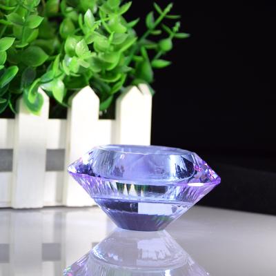 China Europe Quartz Diamond Shape Crystal Candle Holders Wedding Table Decorations for sale