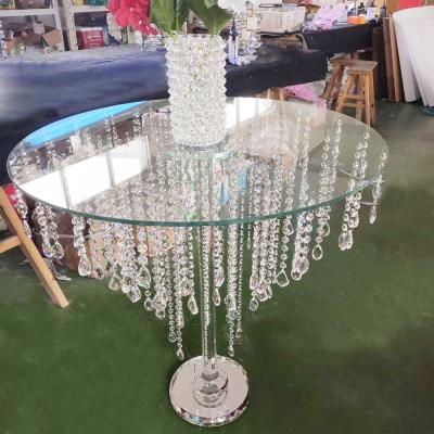 China Wedding favor/HOME decoration hot sale cake stands table centerpiece hanging crystal wedding table for sale