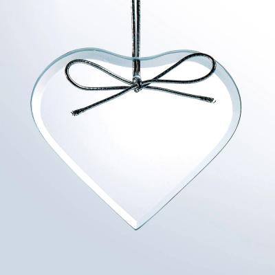 China Christmas Decoration / Wedding Favor Wholesale White Heart Shaped Glass Christmas Hanging Ornament for sale