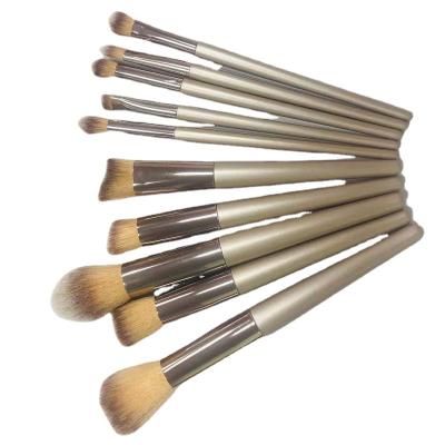 China Angular Blush Makeup Brushes Wholesale Custom Label Low Moq Private Makeup Brushes Pro Gold Cosmetic Soft Makeup Brush 10pcs for sale