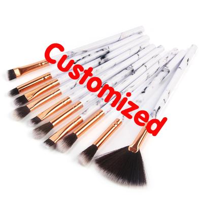 China Angular Blush Custom Logo 10pcs Marbled Eyeshadow Brush Label Private Beauty Tool Makeup Brushes Forever Dustproof Makeup Brush Organizer Set for sale