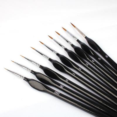 China Beauty Care Make Tools 2021 Popular Factory OEM Wholesale Black Brown Handle Hair Stroke Nylon Wire Hook 9 Pieces Nail Art Brush Set for sale