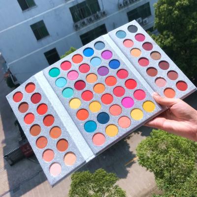 China Waterproof Popular High Grade 63 Color Silver More Style Palette Private Label Makeup Eyeshadow Palette for sale