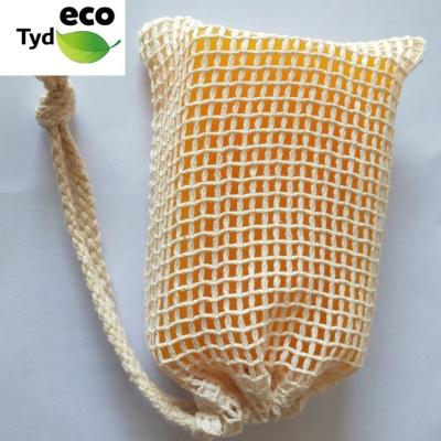 China Household Cotton Soap Bag Eco Soap Saver Pouch Cotton Drawstring Mesh Soap Packaging Pouch for sale