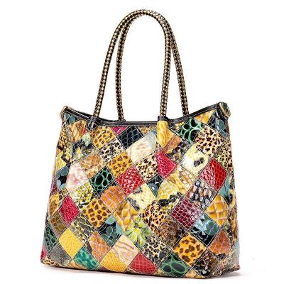 China Lady Women Luxury Genuine Leather Handbag, Large Multicolor Patchwork Handbag, Tote Bag for sale