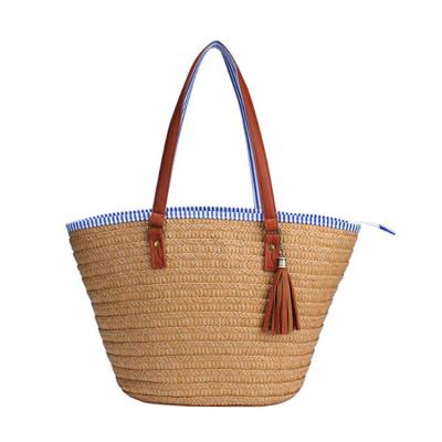 China New Arrival Fashion Large Capacity Classic Tassel Straw Beach Tote Bag For Women, Popular Sale Large Capacity Travel Handbag Outdoor Tote Bag for sale