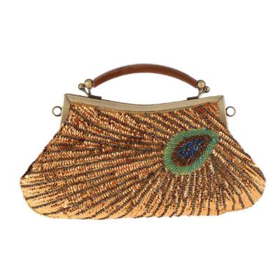 China 2020 new product vintage elegant women beaded cheongsam evening clutch, classic design sequin beaded evening bag for women for sale