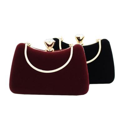 China 2020 Latest Fashion Portable Handle Evening Clutch Bag Wedding Party Bag High Quality Velvet Evening Bag For Lady for sale